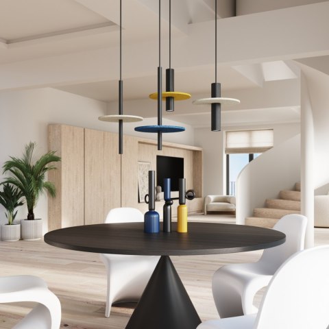 Sollux Lighting Lampa wisząca PELTA 1 czarna/beżowa