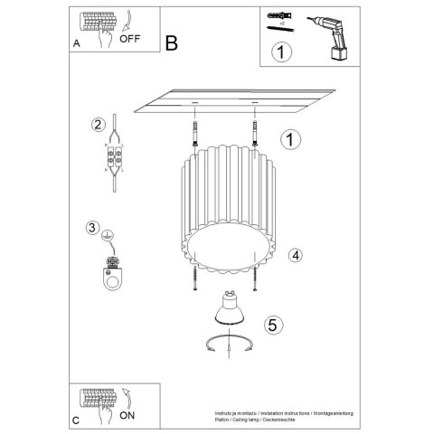 Sollux Lighting Plafon AURA 1 burgund GU10