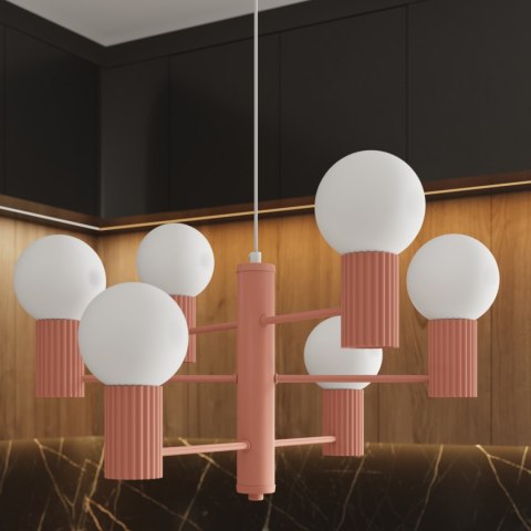 Sollux Lighting Żyrandol HALO 6 brzoskwiniowy