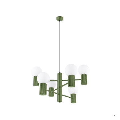 Sollux Lighting Żyrandol HALO 6 zielony oliwkowy