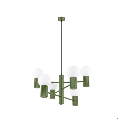 Sollux Lighting Żyrandol HALO 6 zielony oliwkowy