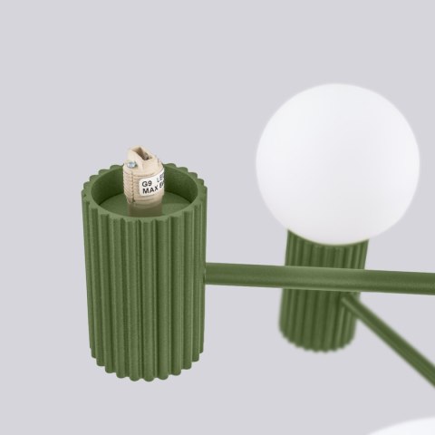 Sollux Lighting Żyrandol HALO 6 zielony oliwkowy