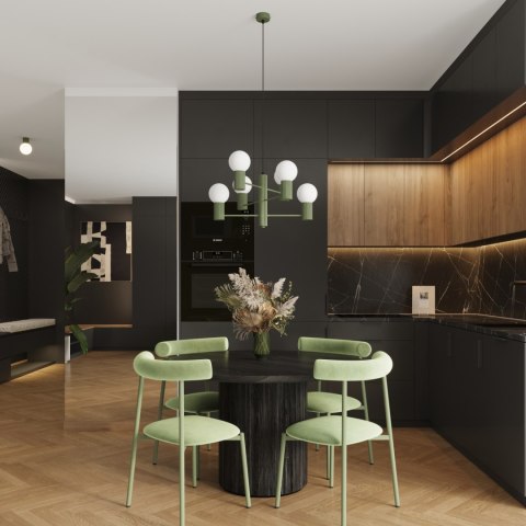 Sollux Lighting Żyrandol HALO 6 zielony oliwkowy