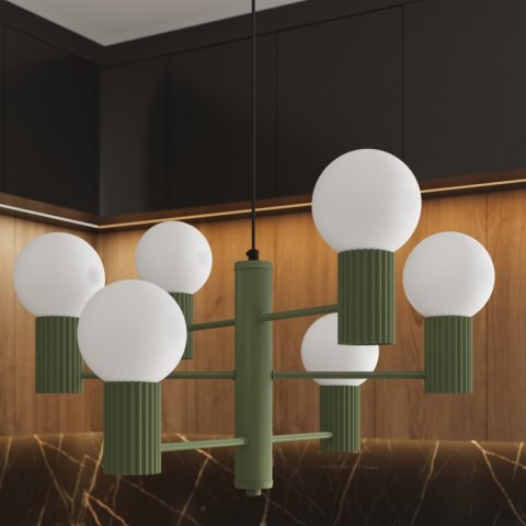 Sollux Lighting Żyrandol HALO 6 zielony oliwkowy