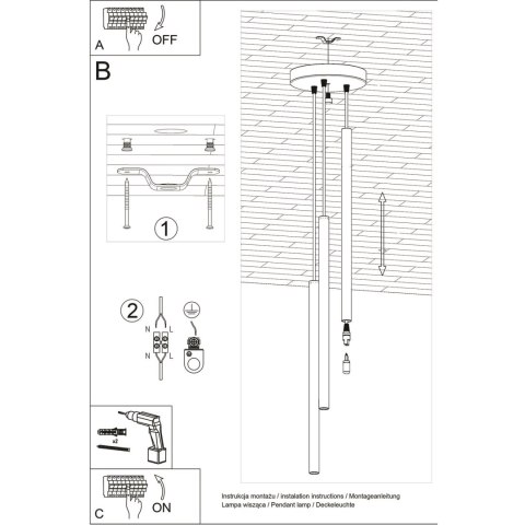 Sollux Lighting Lampa wisząca PASTELO 3P błękitna