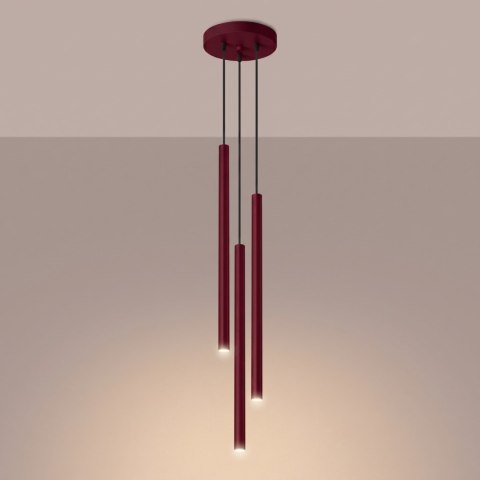 Sollux Lighting Lampa wisząca PASTELO 3P burgund