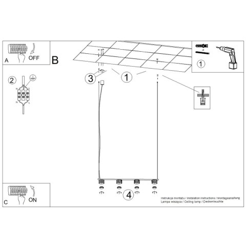 Sollux Lighting Żyrandol AURA 4 żółta Gx53