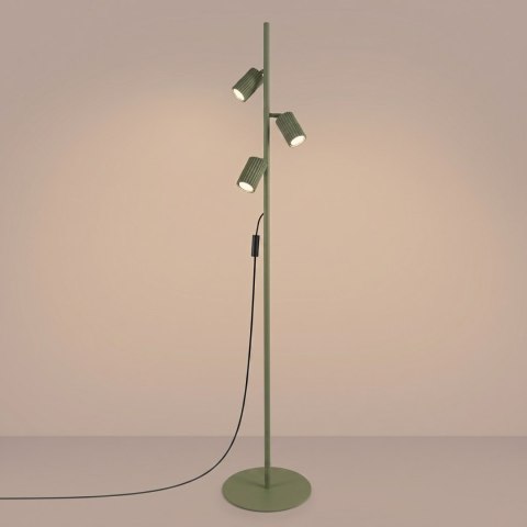 Sollux Lighting Lampa podłogowa KARBON 3 zielona oliwka