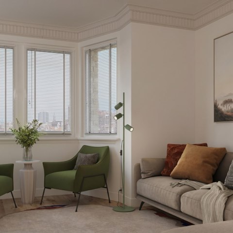 Sollux Lighting Lampa podłogowa KARBON 3 zielona oliwka
