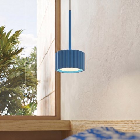 Sollux Lighting Lampa wisząca AURA 1 błękitna Gx53