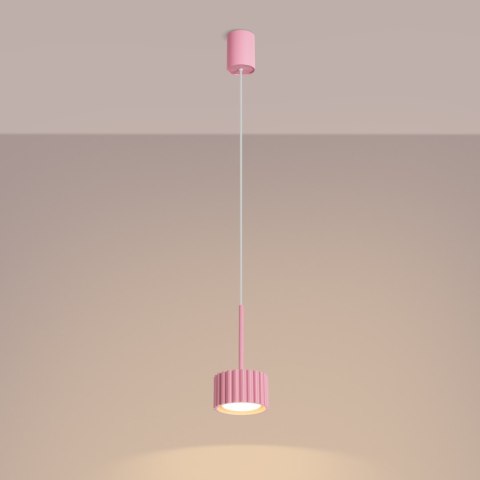 Sollux Lighting Lampa wisząca AURA 1 różowa Gx53