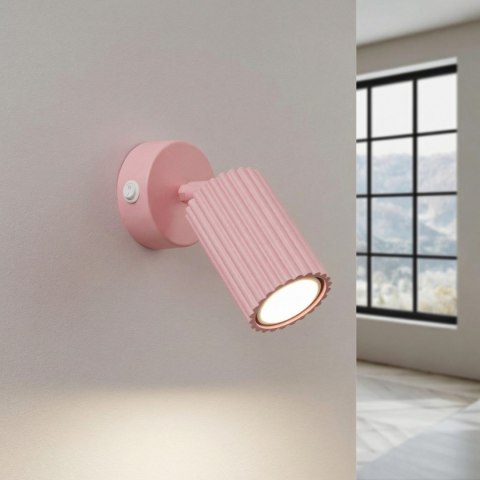 Sollux Lighting Kinkiet KARBON różowy z włącznikiem