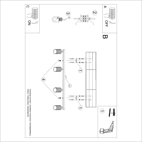 Sollux Lighting Plafon KARBON 4L żółty