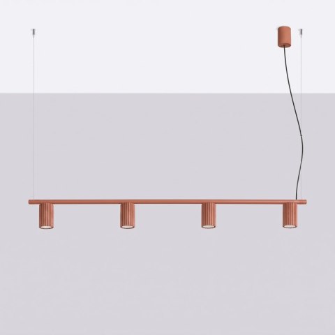 Sollux Lighting Żyrandol KARBON 4 ochra czerwona
