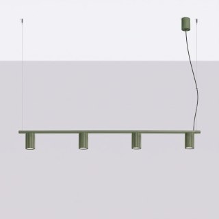 Sollux Lighting Żyrandol KARBON 4 zielona oliwka
