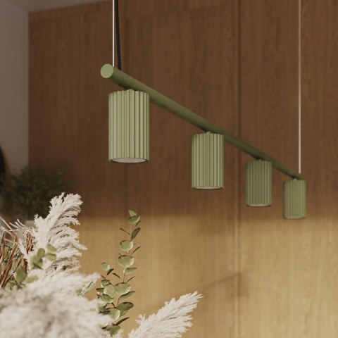 Sollux Lighting Żyrandol KARBON 4 zielona oliwka