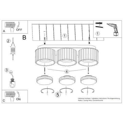 Sollux Lighting Plafon MODO 3 różowy Gx53