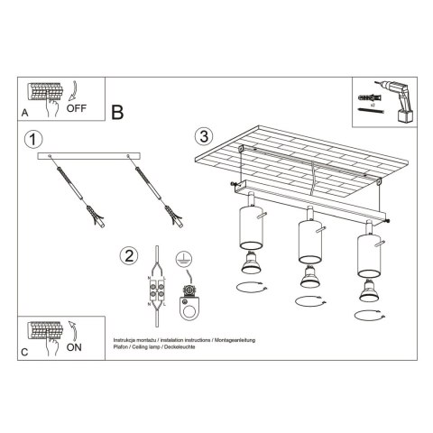 Sollux Lighting Plafon RING 3L burgund