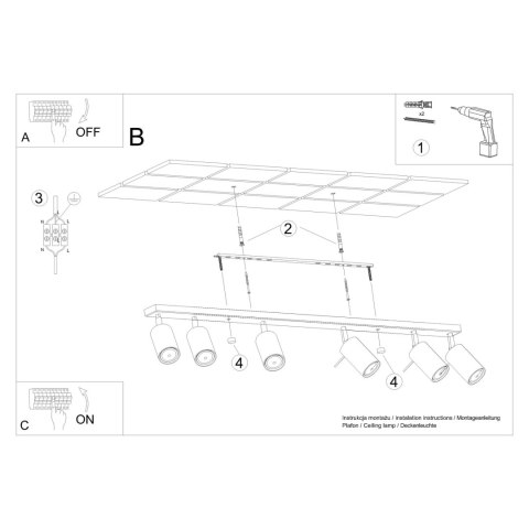 Sollux Lighting Plafon RING 6L żółty