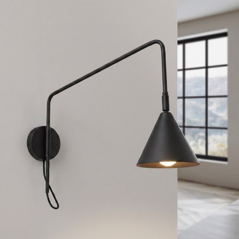 Sollux Lighting Kinkiet NOX 1 czarny z włącznikiem