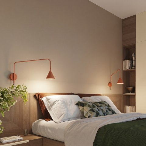 Sollux Lighting Kinkiet NOX 1 ochra czerwona z włącznikiem