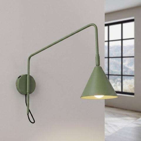 Sollux Lighting Kinkiet NOX 1 zielona oliwka z włącznikiem