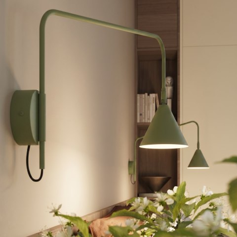 Sollux Lighting Kinkiet NOX 1 zielona oliwka z włącznikiem