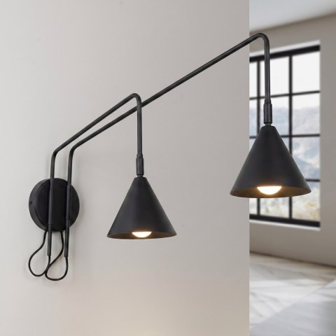 Sollux Lighting Kinkiet NOX 2 czarny z włącznikiem