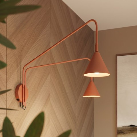Sollux Lighting Kinkiet NOX 2 ochra czerwona z włącznikiem