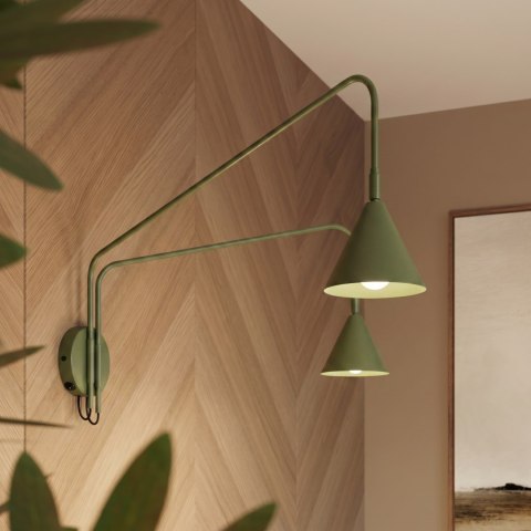 Sollux Lighting Kinkiet NOX 2 zielona oliwka z włącznikiem