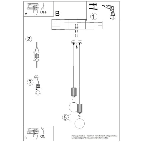 Sollux Lighting Lampa wisząca HALO 2P czarna