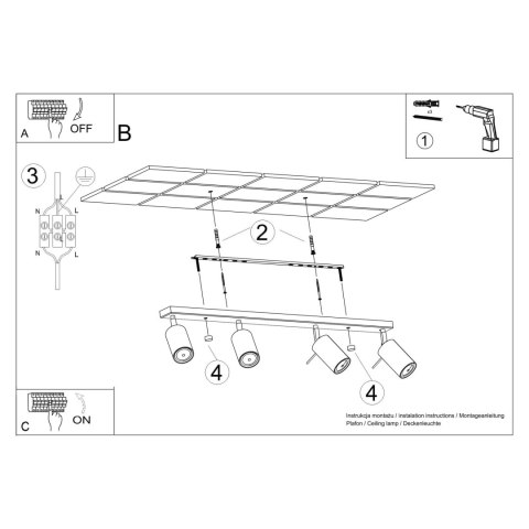 Sollux Lighting Plafon RING 4L brązowy