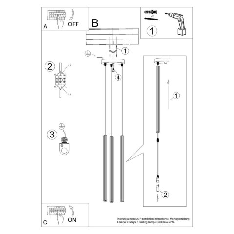 Sollux Lighting Lampa wisząca ARCHE 3P zielona oliwka