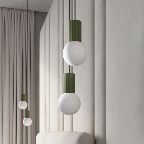 Sollux Lighting Lampa wisząca HALO 2P zielona oliwka