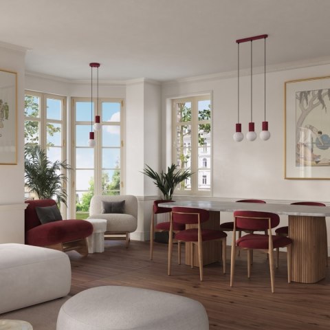 Sollux Lighting Lampa wisząca HALO 3L burgund