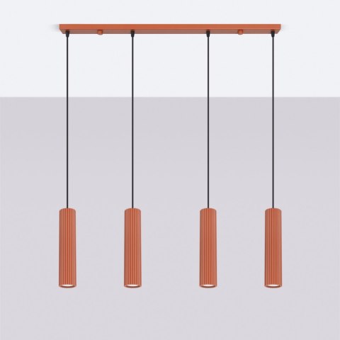 Sollux Lighting Lampa wisząca KARBON 4L ochra czerwona