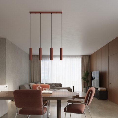 Sollux Lighting Lampa wisząca KARBON 4L ochra czerwona