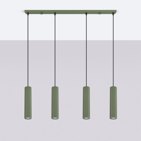 Sollux Lighting Lampa wisząca KARBON 4L zielona oliwka