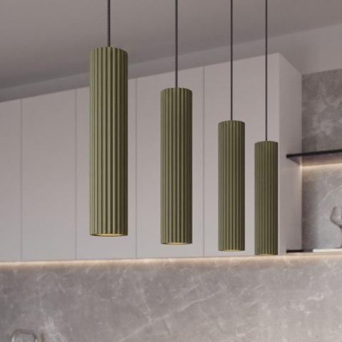 Sollux Lighting Lampa wisząca KARBON 4L zielona oliwka