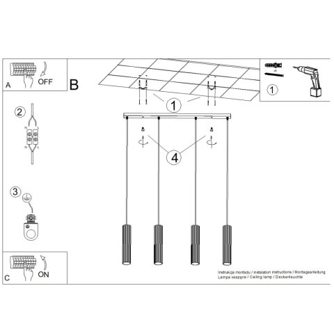 Sollux Lighting Lampa wisząca KARBON 4L złoty