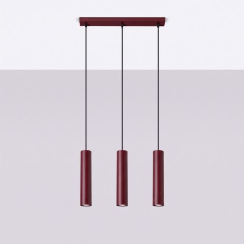 Sollux Lighting Lampa wisząca LAGOS 3L burgund