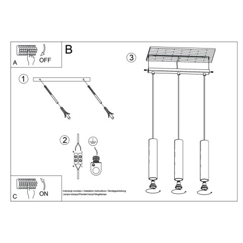 Sollux Lighting Lampa wisząca LAGOS 3L burgund