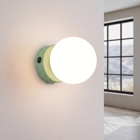 Sollux Lighting Kinkiet YOLI 1 szałwiowy z włącznikiem