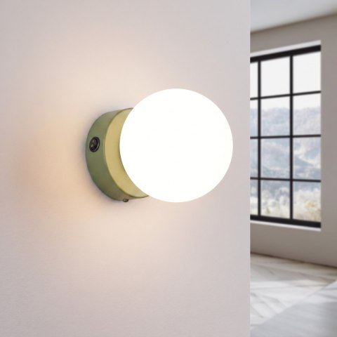 Sollux Lighting Kinkiet YOLI 1 zielona oliwka z włącznikiem