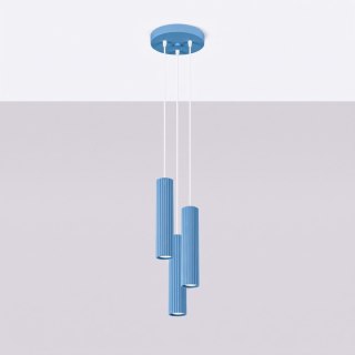 Sollux Lighting Lampa wisząca KARBON 3P błękitna