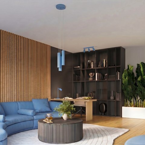 Sollux Lighting Lampa wisząca KARBON 3P błękitna