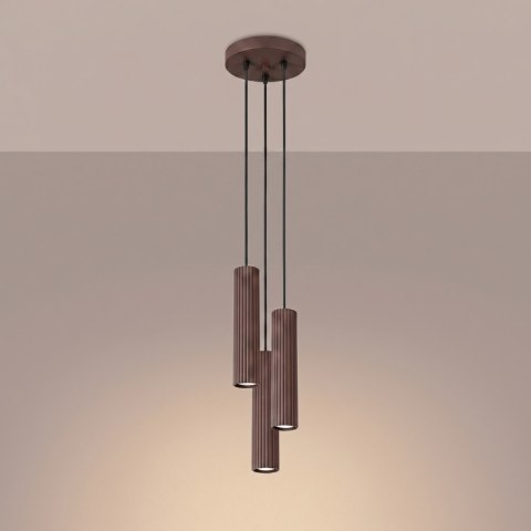 Sollux Lighting Lampa wisząca KARBON 3P brązowa