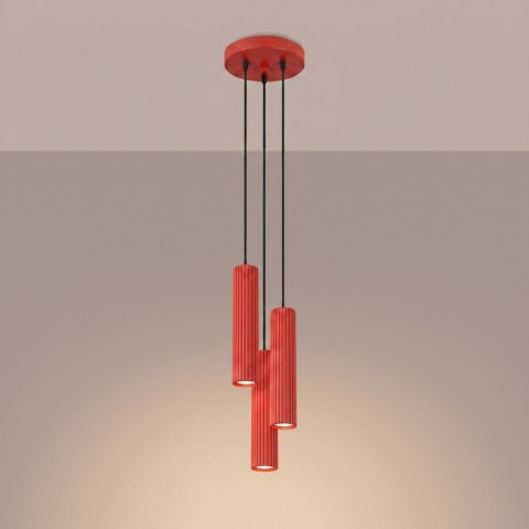 Sollux Lighting Lampa wisząca KARBON 3P czerwona