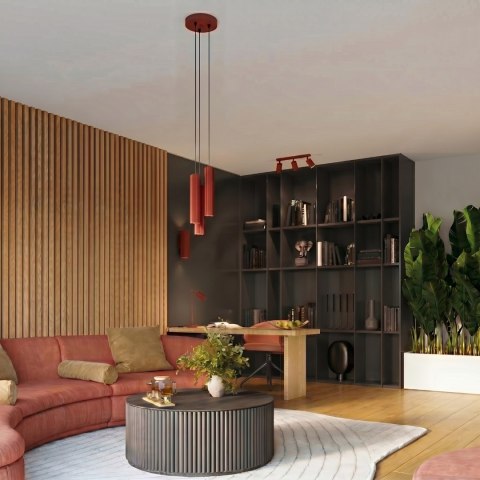 Sollux Lighting Lampa wisząca KARBON 3P czerwona