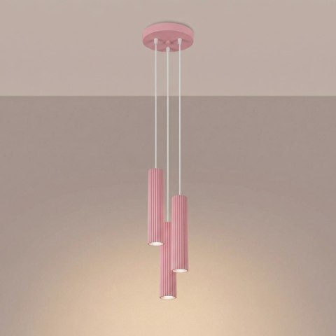 Sollux Lighting Lampa wisząca KARBON 3P różowa